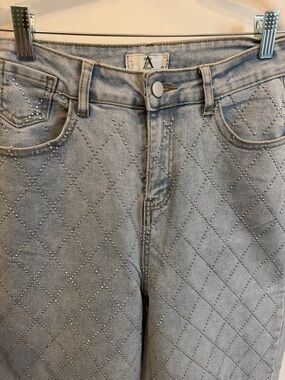 Oat New York Quilted Light Gray Women’s Jeans with Stud Detail